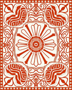 Crimson Floral Art Nouveau Layout Rug