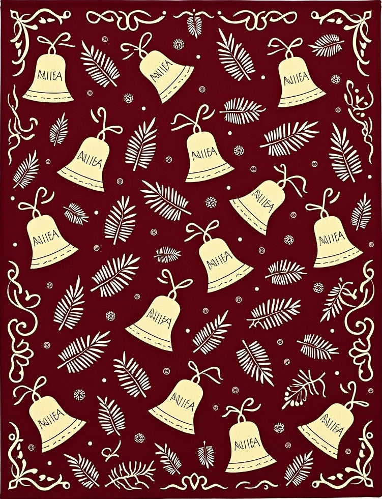 Burgundy Bell Fern Border Medley Rug
