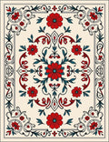 Crimson Red Floral Garden Medallion Rug