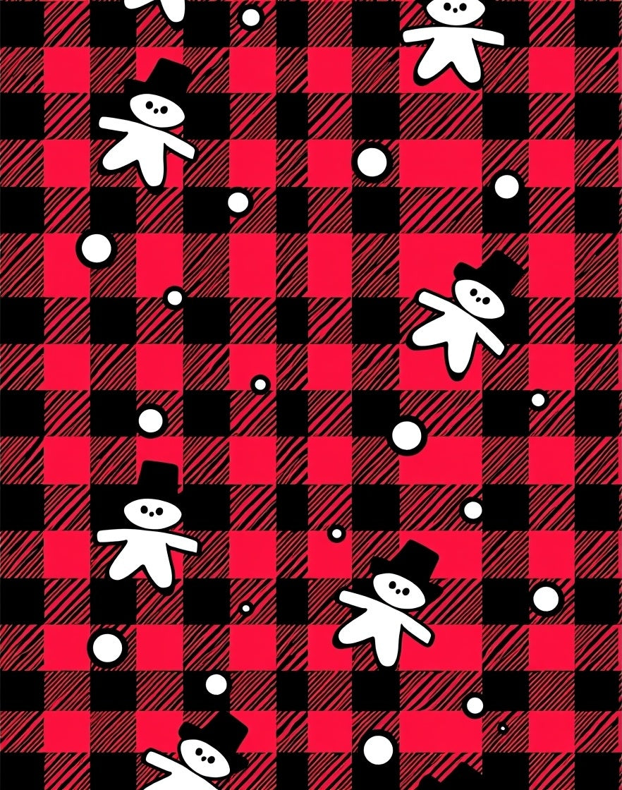 Red Buffalo Plaid Snowman Scene Rug