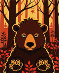 Rustic Bear Forest Foliage Accent Rug
