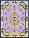 Ornate Golden Leaf Lavender Manor Rug