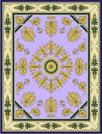 Ornate Golden Leaf Lavender Manor Rug