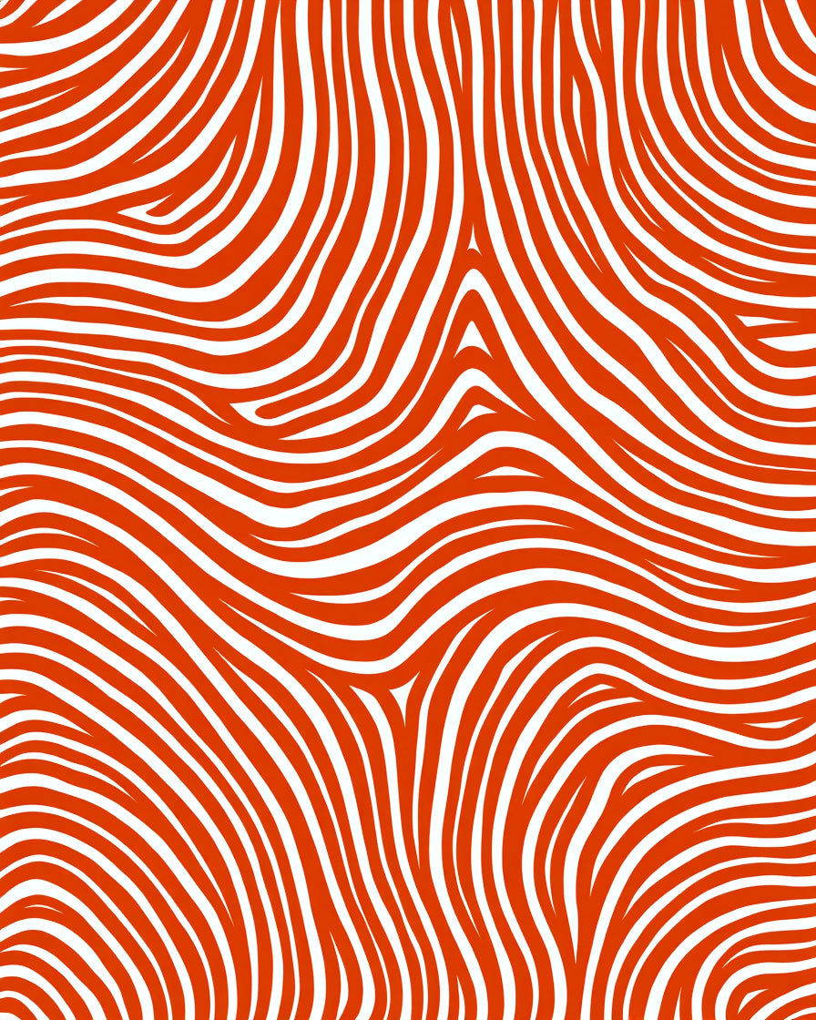 Vibrant Orange Swirl Line Art Rug