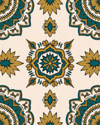 Teal and Gold Medallion Bloom Rug