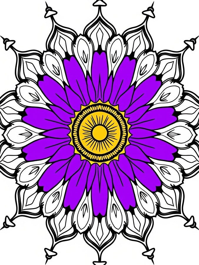 Radiant Purple Sun Mandala Medallion Rug
