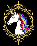 Golden Unicorn Rainbow Mane Oval Rug