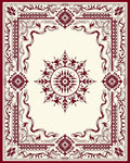 Burgundy Floral Medallion Border Rug