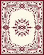 Burgundy Floral Medallion Border Rug