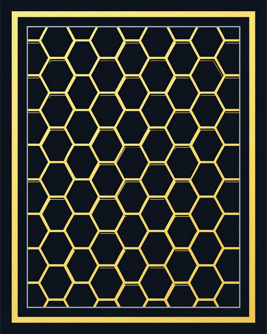 Gilded Honeycomb Geometric Frame Rug