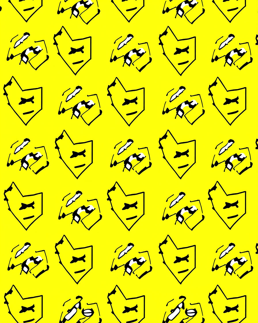 Yellow Black Comic Face Repeat Rug