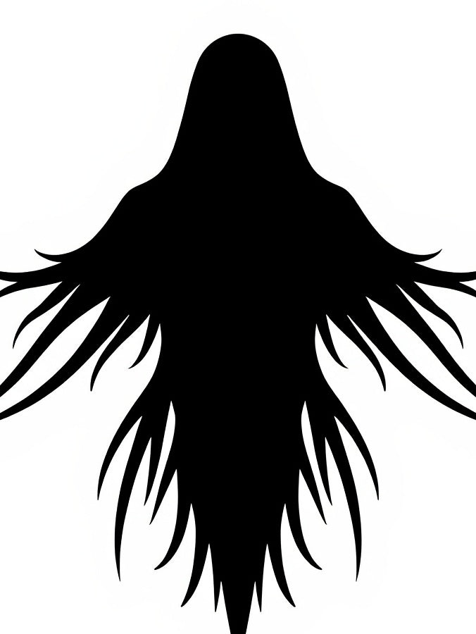 Mysterious Black Silhouette Winged Figure Rug