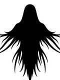 Mysterious Black Silhouette Winged Figure Rug