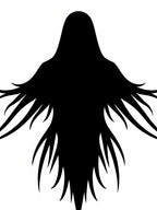 Mysterious Black Silhouette Winged Figure Rug