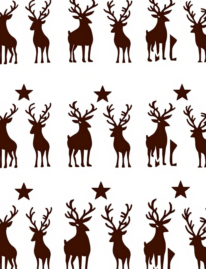 Brown Reindeer and Stars Repeating Pattern Rug