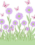 Lavender Daisy Butterfly Spring Meadow Rug