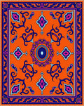 Vibrant Orange Floral Medallion Rug
