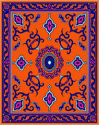 Vibrant Orange Floral Medallion Rug