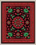 Vibrant Black Red Green Floral Rug