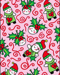 Pink Christmas Elves Holly Swirls Rug