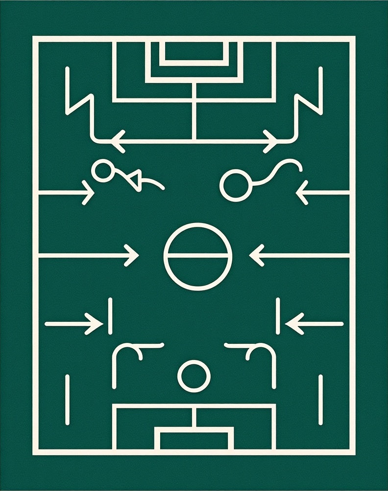 Green Soccer Tactics Field Rug