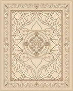 Cream Beige Intricate Medallion Border Rug