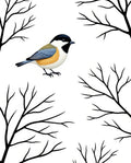 Black Branches With Chickadee Bird Rug