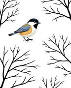 Black Branches With Chickadee Bird Rug