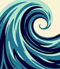 Deep Blue Swirling Ocean Wave Rug