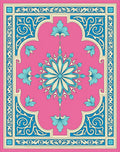 Floral Pink Blue Cream Medallion Rug