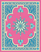 Floral Pink Blue Cream Medallion Rug