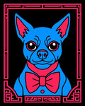 Retro Blue Dog Bowtie Frame Rug