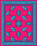 Bold Blue Bloom Surrounded by Coral Rug