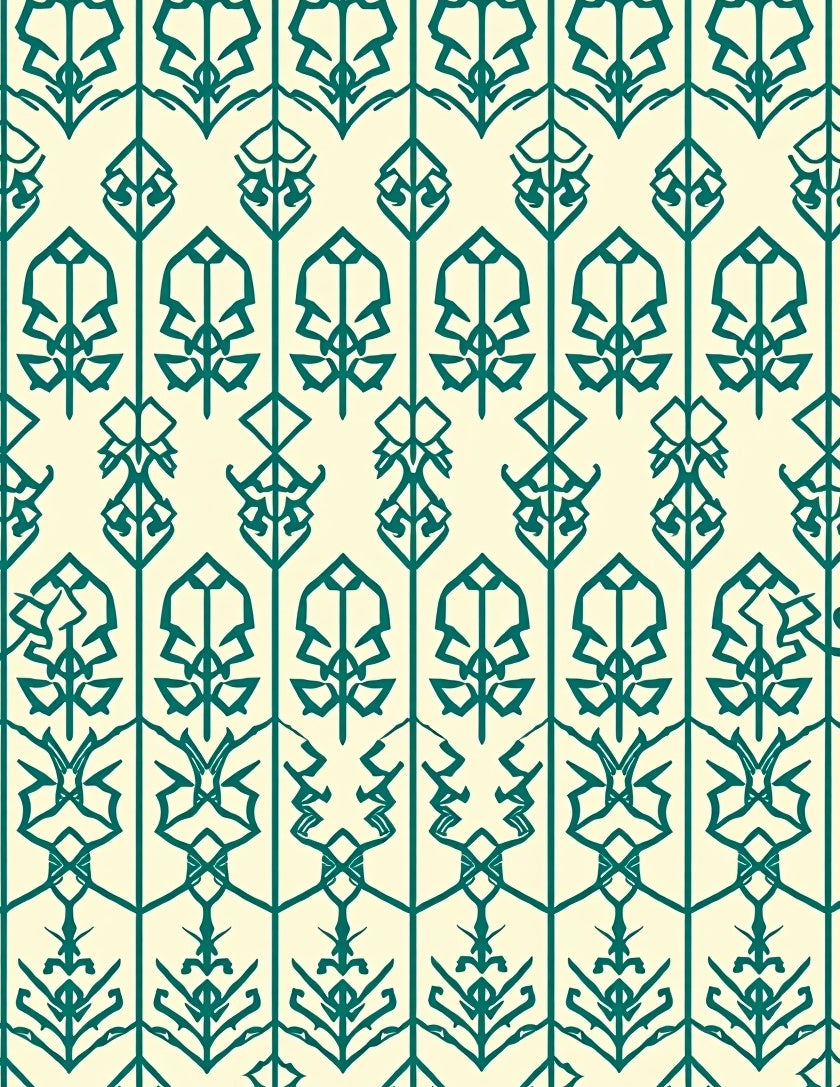 Teal Abstract Vertical Repeating Motif Rug