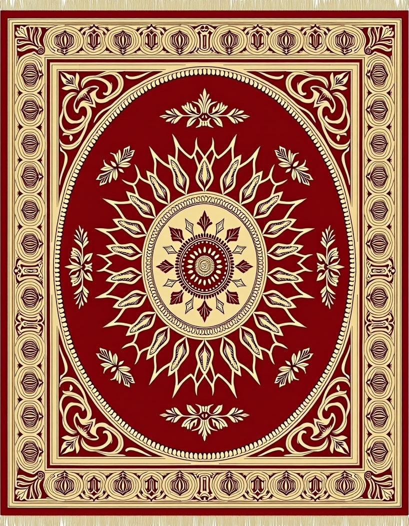 Garnet Sunburst Floral Medallion Rug