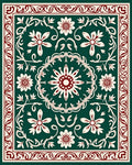 Deep Emerald Floral Vine Medallion Rug