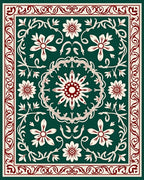 Deep Emerald Floral Vine Medallion Rug