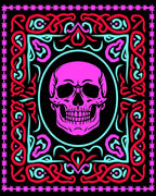 Vibrant Pink Skull Celtic Border Rug