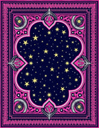 Navy Pink Golden Star Medallion Rug