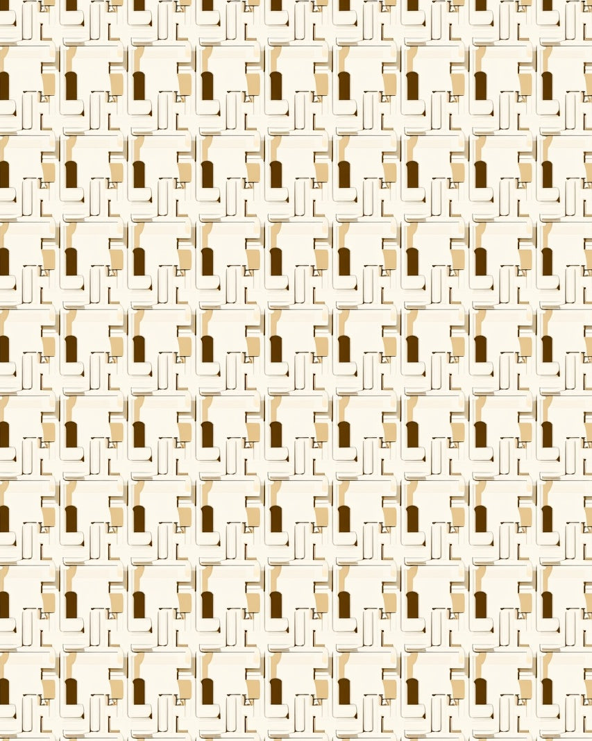 Cream Beige Geometric Block Arrangement Rug