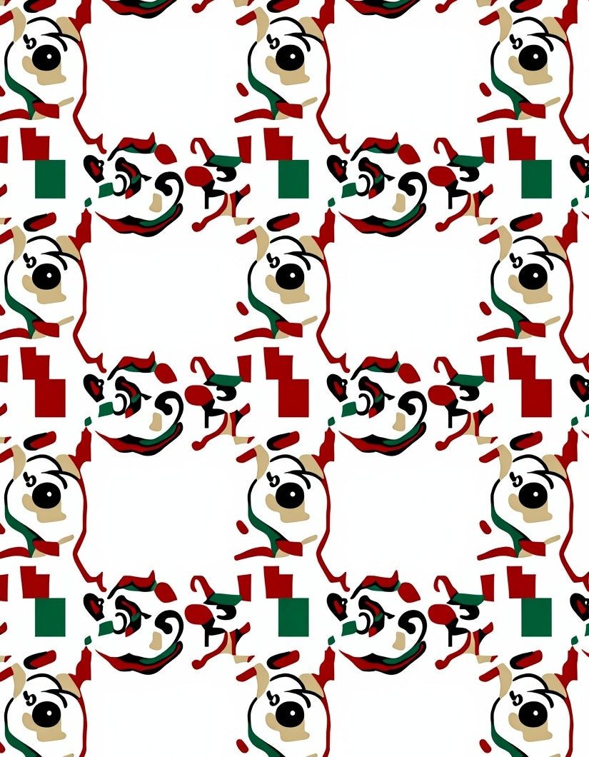 Abstract Red Green Oval Faces Rug