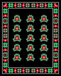 Red Floral Grid Black Rug