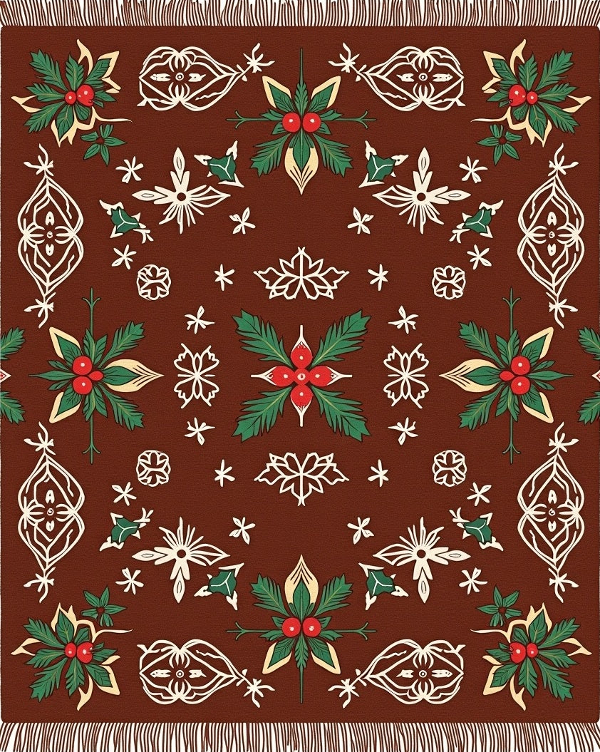 Brown Holly Berry Starburst Rug