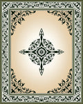 Ornate Black and Cream Floral Medallion Rug