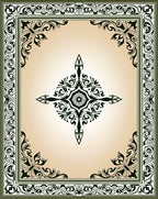 Ornate Black and Cream Floral Medallion Rug