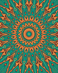 Vibrant Orange Teal Mandala Rug