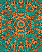 Vibrant Orange Teal Mandala Rug