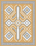 Golden Yellow Modern Geometric Medallion Rug