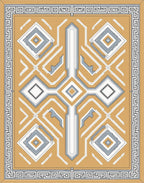 Golden Yellow Modern Geometric Medallion Rug