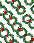 Green Holly Red Berry Wreath Circular Rug